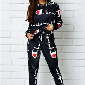 Soft Stretchy Round Neck Long Sleeve 2 pc Jumpsuit